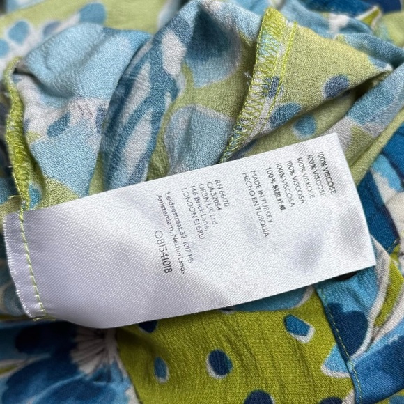 Anthropologie Green and Blue Vera Valley Flutter Short Sleeve Button Up Blouse - Picture 14 of 15